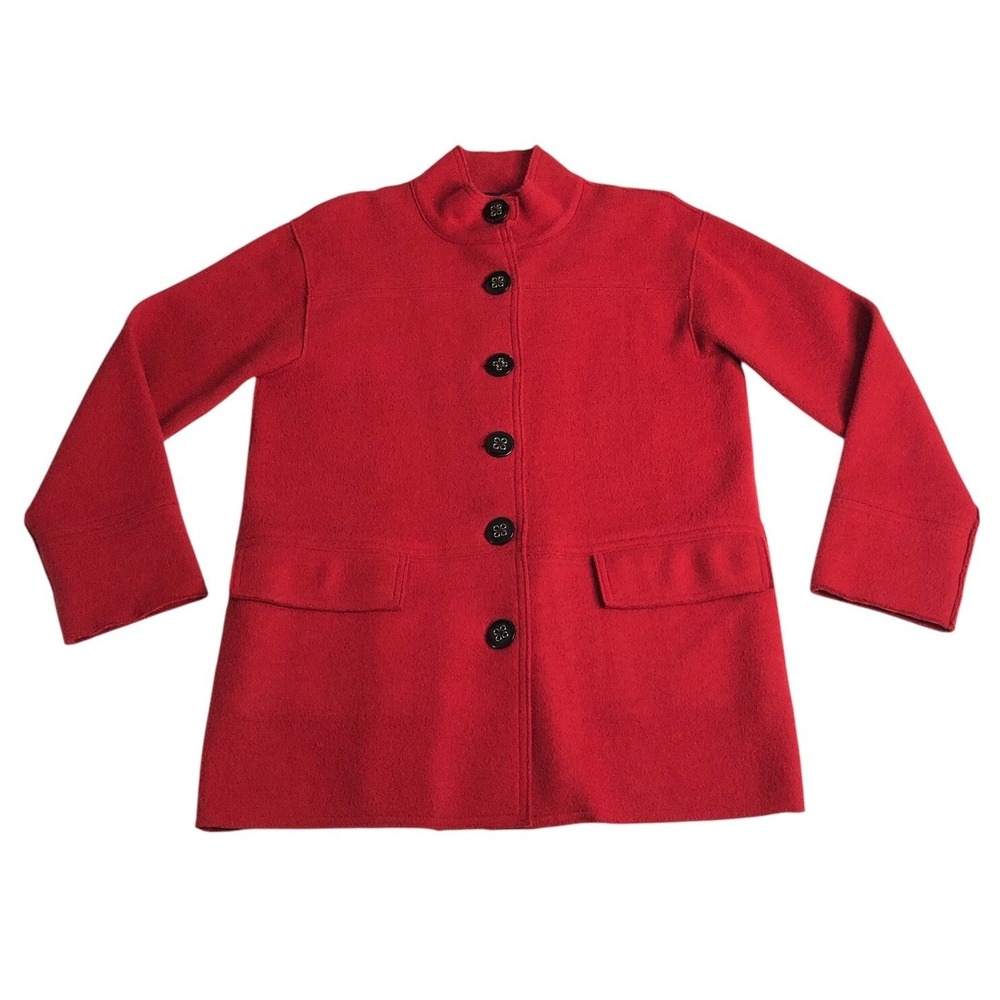 VTG 90s Jones New York Signature Jacket Womens L Red Wool Blend Old Money Chic